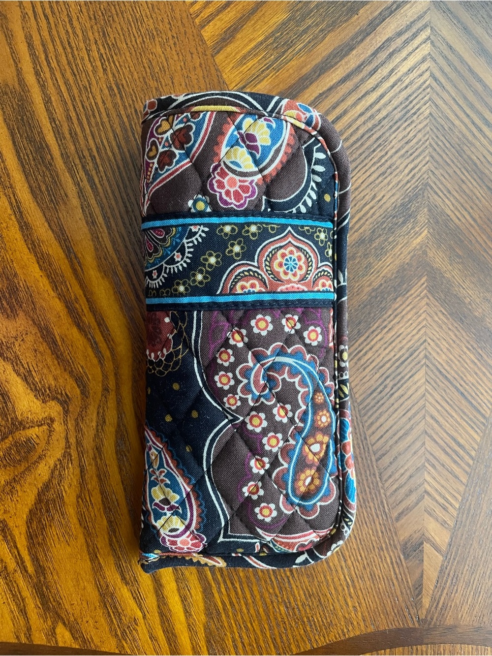 Quilted Paisley Eyeglass Case - Brown Multicolor